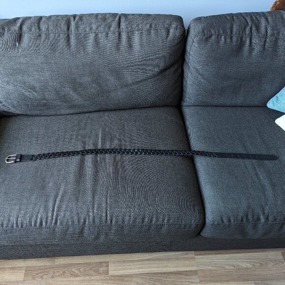 Very Dark Brown Fossil Braided Unisex Leather Belt - Picture 2 of 8